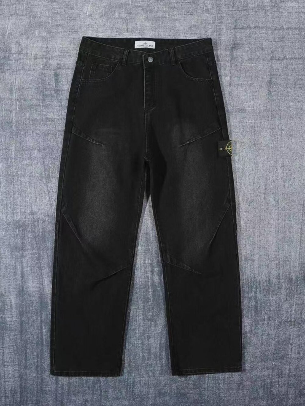 Stone Island Wide-Leg Straight-Leg Washed Denim Jeans, Unisex